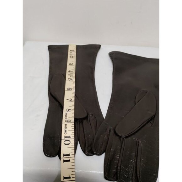 Neiman Marcus Brown Leather Gloves Silk Lined Luxury Vintage Equestrian Womens 7 - Picture 7 of 10